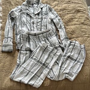 Plaid Pajama Set in Gray and White